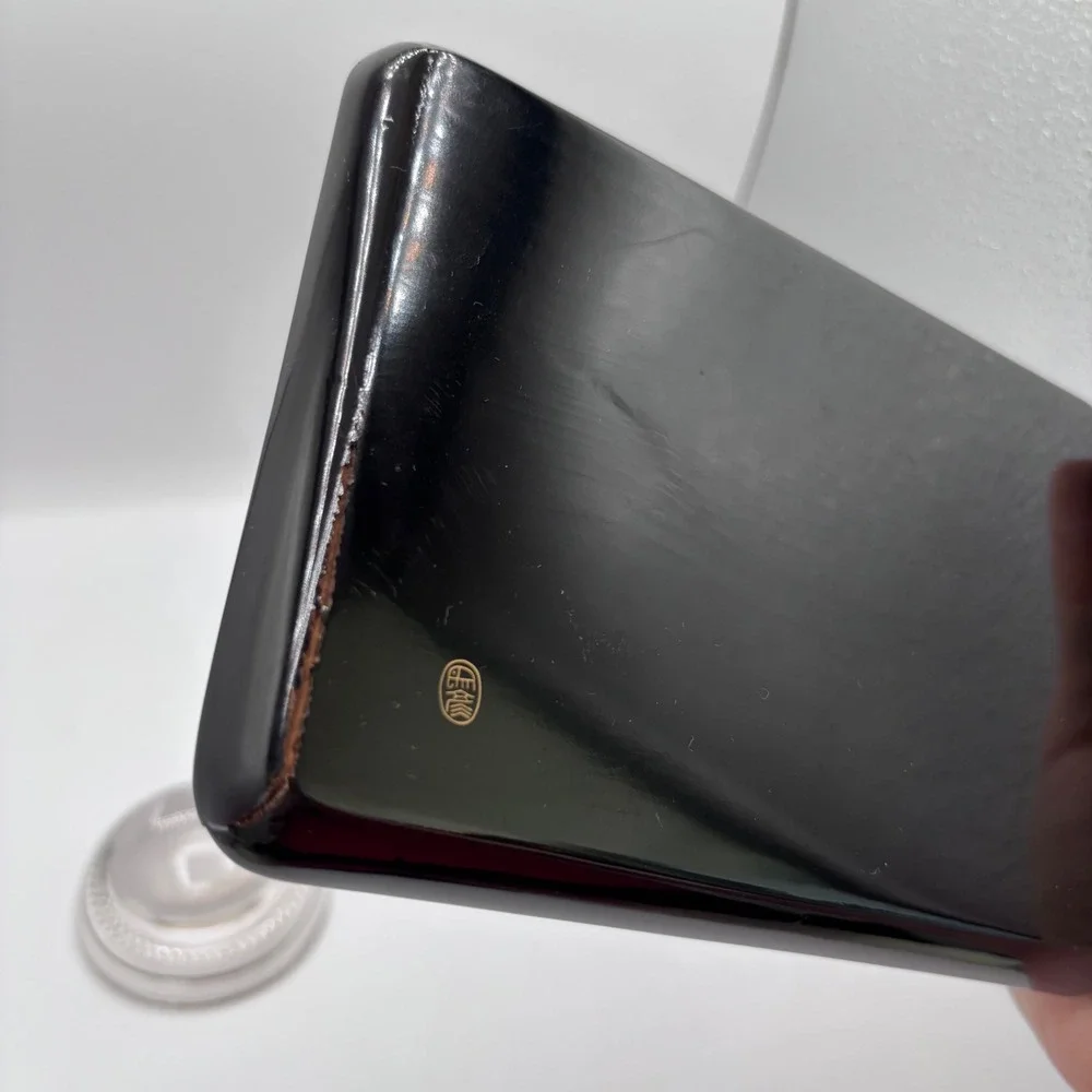 Zohiko Black‎ Lacquer Tray Gold Crane Japanese Mother of Pearl Inlay 6.75x4.5